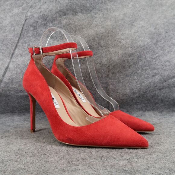 Charles David Shoes Womens 9 Pumps Ankle Strap Suede Red Pointed Toe Formal Sexy - Picture 1 of 16